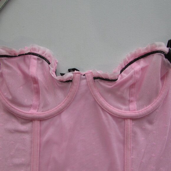 Dreamgirl Pink Mesh 3 Pc Corset Set - NEW - Picture 9 of 11